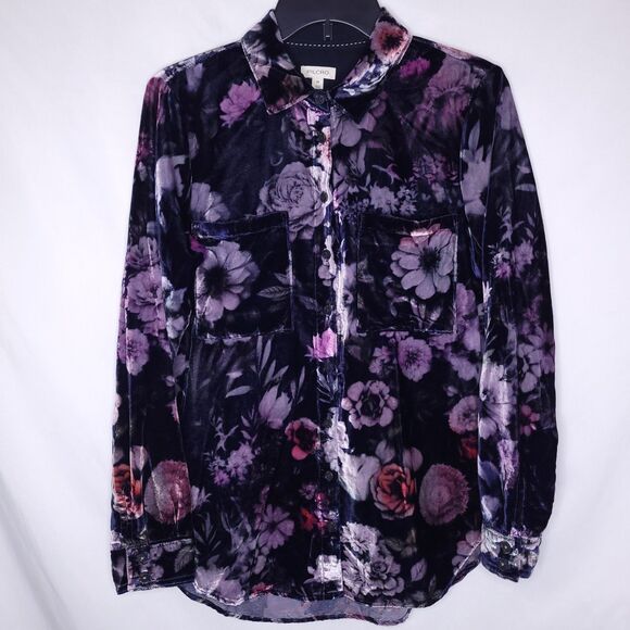 Pilcro Velvet Shirt XS Floral Hadley Relaxed Button Down - Picture 1 of 11